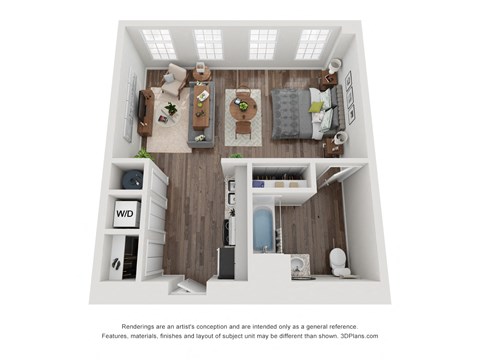Studio Floor Plan | 549 Sq. Ft. at Crogman School Lofts, Atlanta, GA 30315